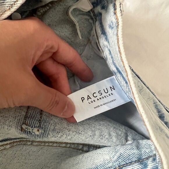 PacSun Light Indigo Ripped High Waisted Relaxed Jorts Waist 25 - Picture 11 of 12